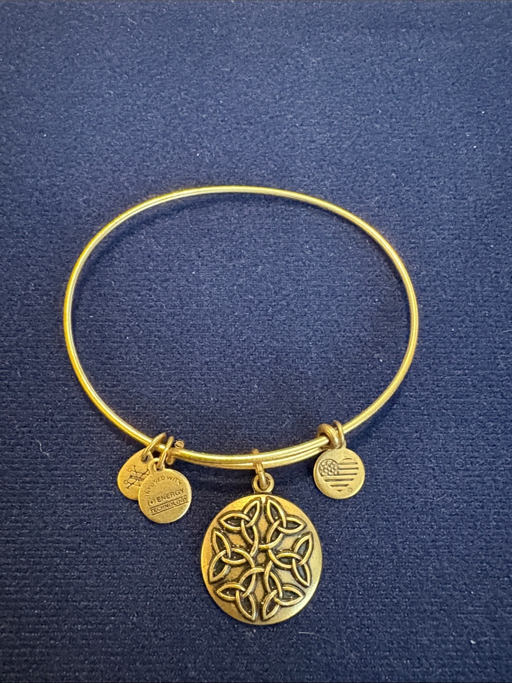 Alex and Ani Gold Celtic Knot Charm Bangle with Accent Discs